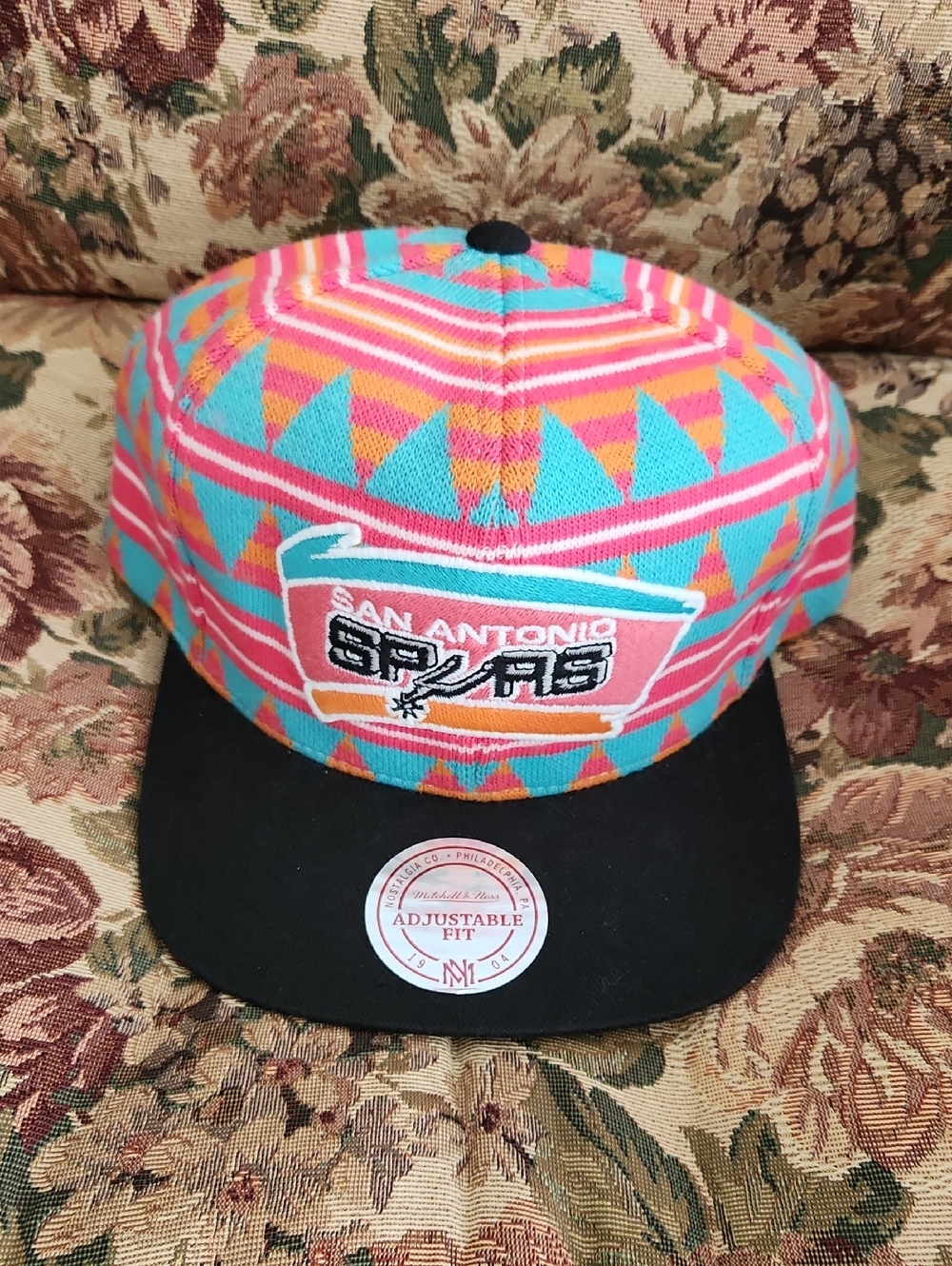 San Antonio Spurs Mitchell & Ness Pink & Turquoise Snapback Hat